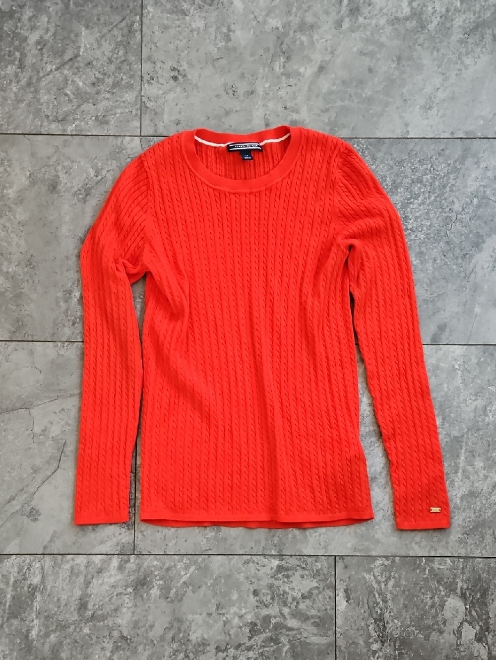 Tommy Hilfiger Bright Orange Cable Knit Sweater